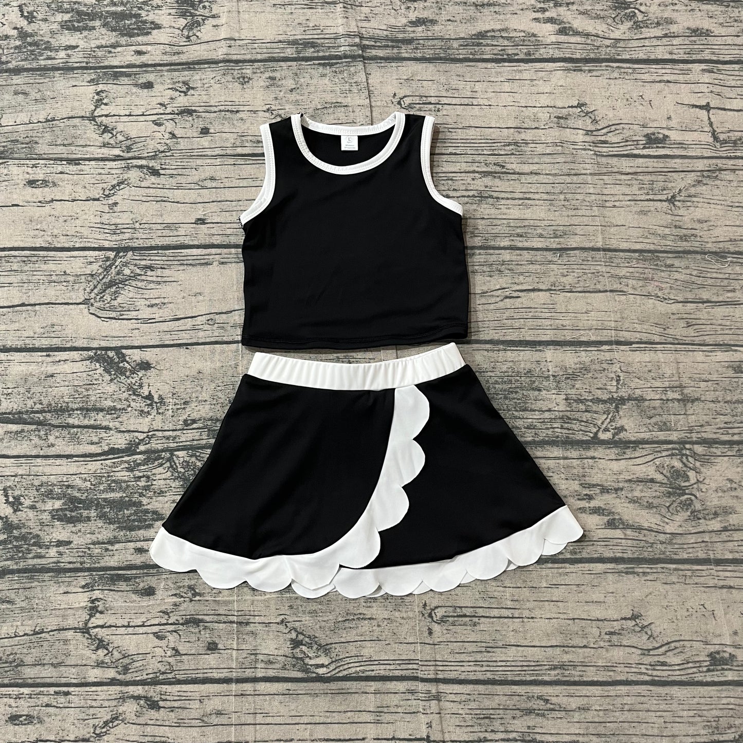 preorder Samples GSD4029 Yoga Black Sleeveless Skorts Girls Set