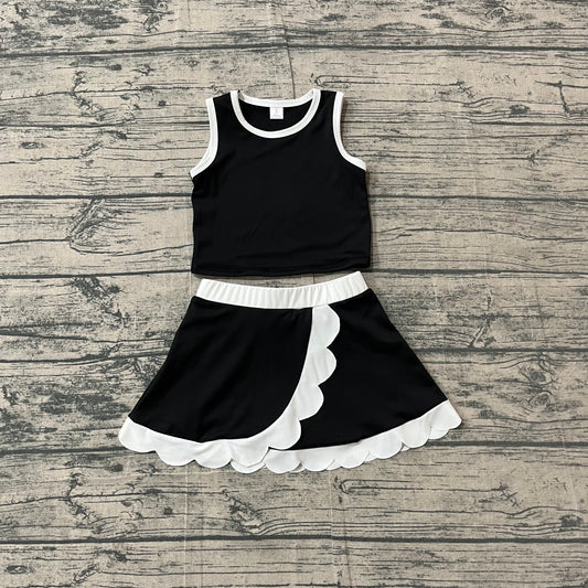 preorder Samples GSD4029 Yoga Black Sleeveless Skorts Girls Set