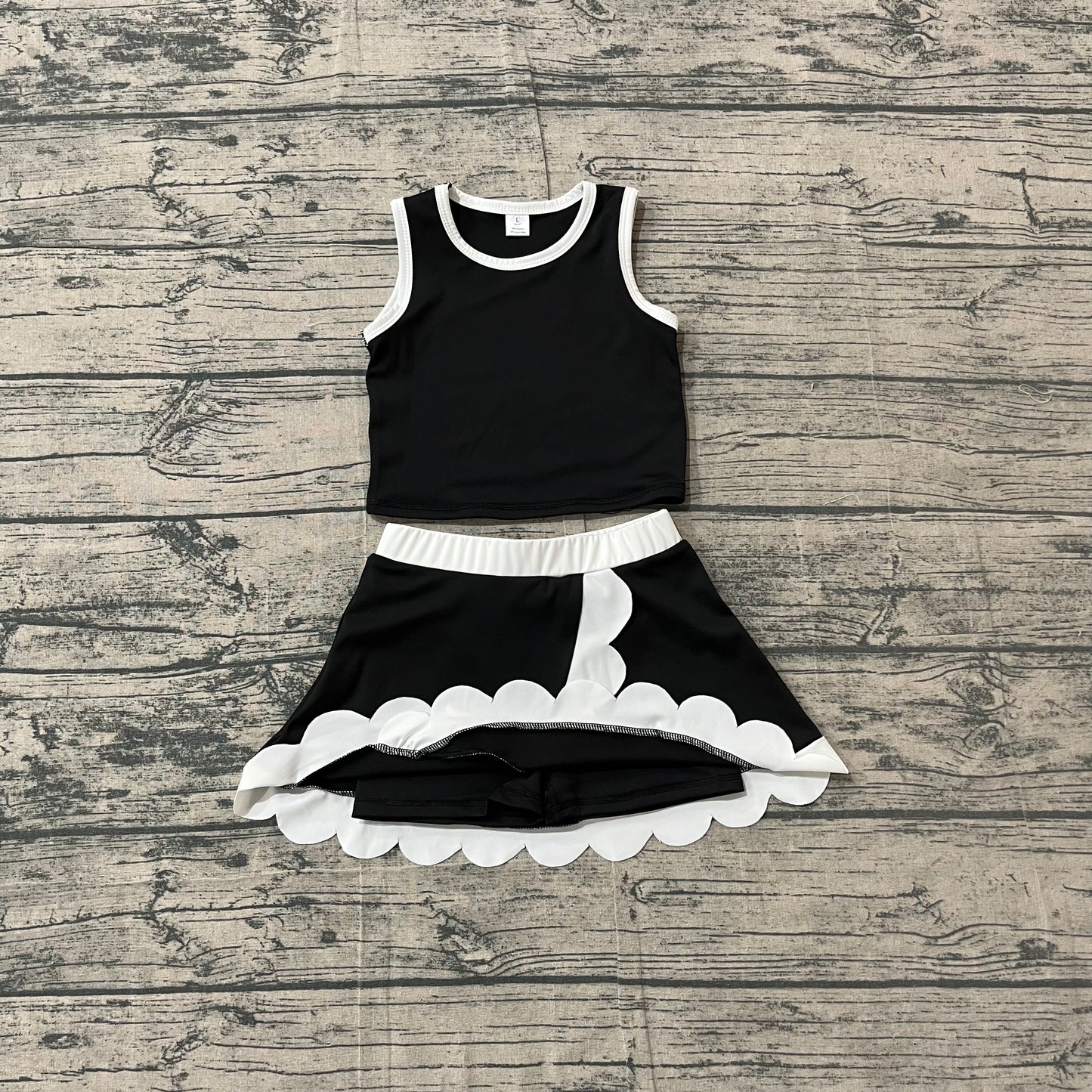 preorder Samples GSD4029 Yoga Black Sleeveless Skorts Girls Set