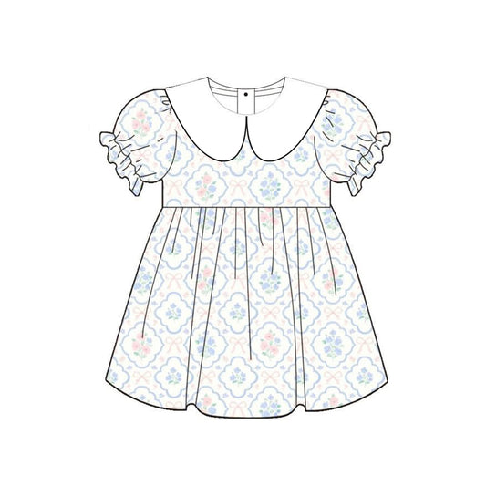 Preorder GSD4032 Flowers Short Sleeve Girls Dress