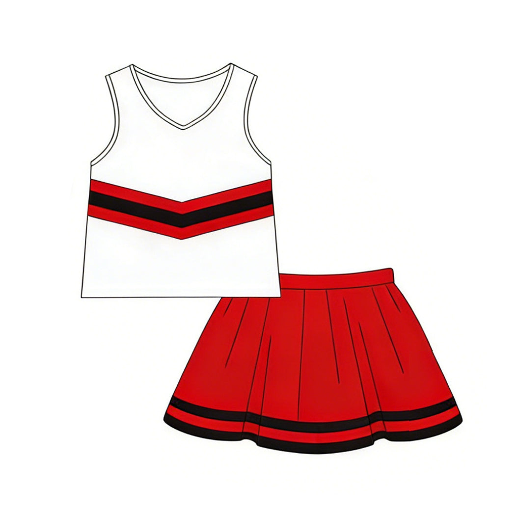 preorder GSD4038 Red Sleeveless Skorts Girls Set