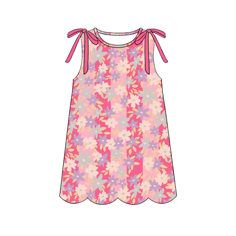 Preorder GSD4073 Flowers Pink Sleeveelss Girls Dress
