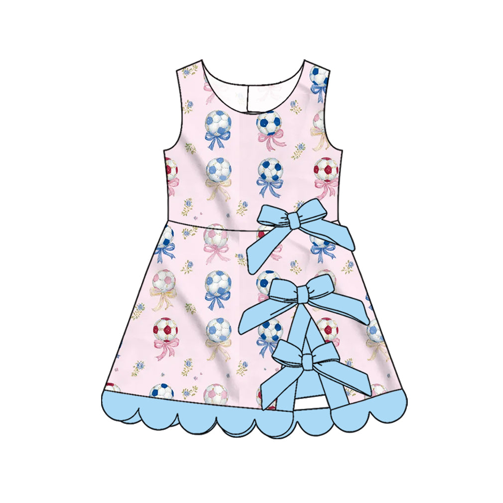 preorder GSD4075 Yoga Pink Soccer Bows Sleeveless Skorts Girls Dress