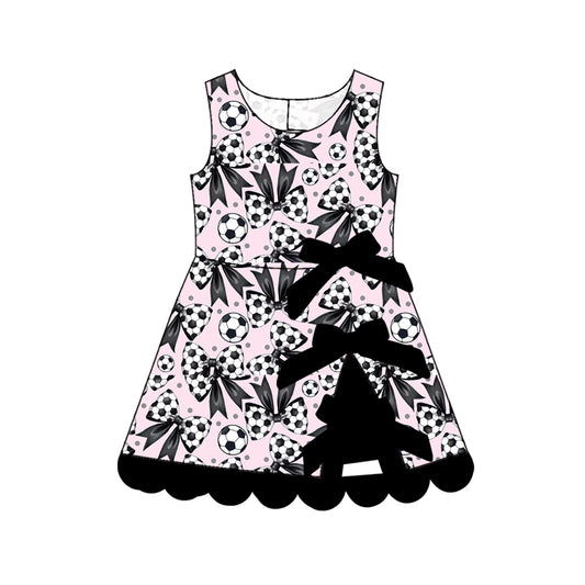 preorder GSD4075 Yoga Black Pink Soccer Bows Sleeveless Skorts Girls Dress