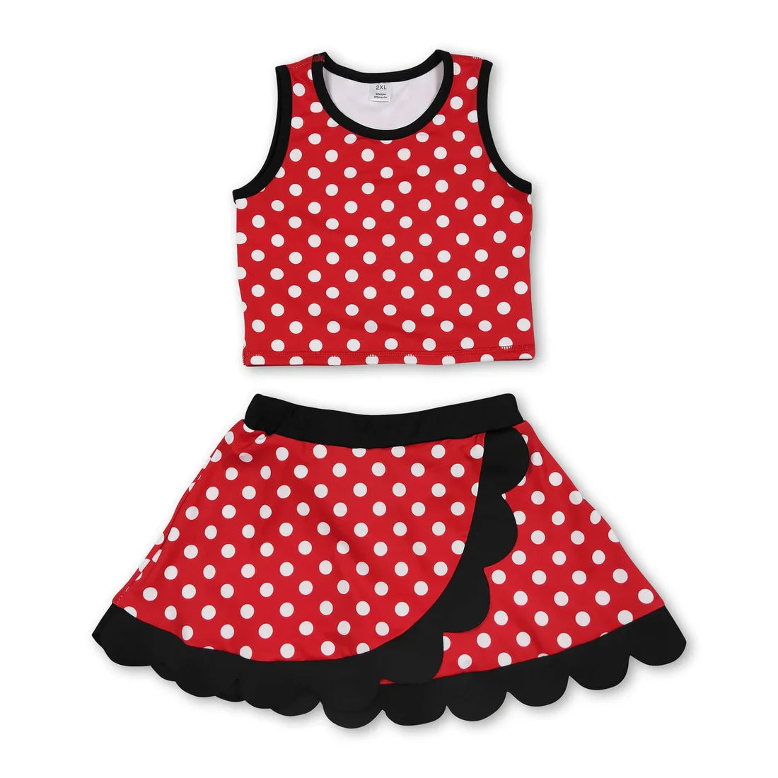 Solid Color Yoga Scallop Sleeveless Skorts Girls Set RTS Sibling Clothes