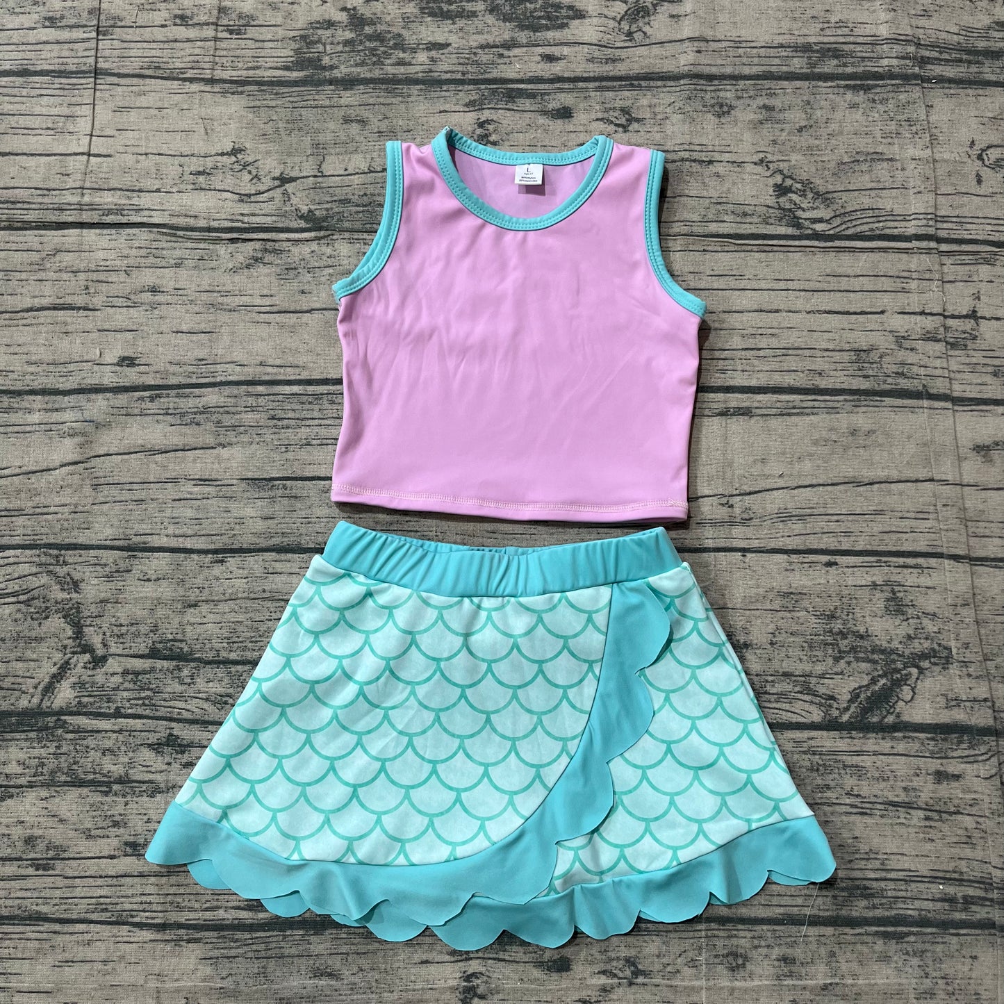 preorder Samples GSD4083 Yoga Cartoon Princess Pink Sleeveless Skorts Girls Set