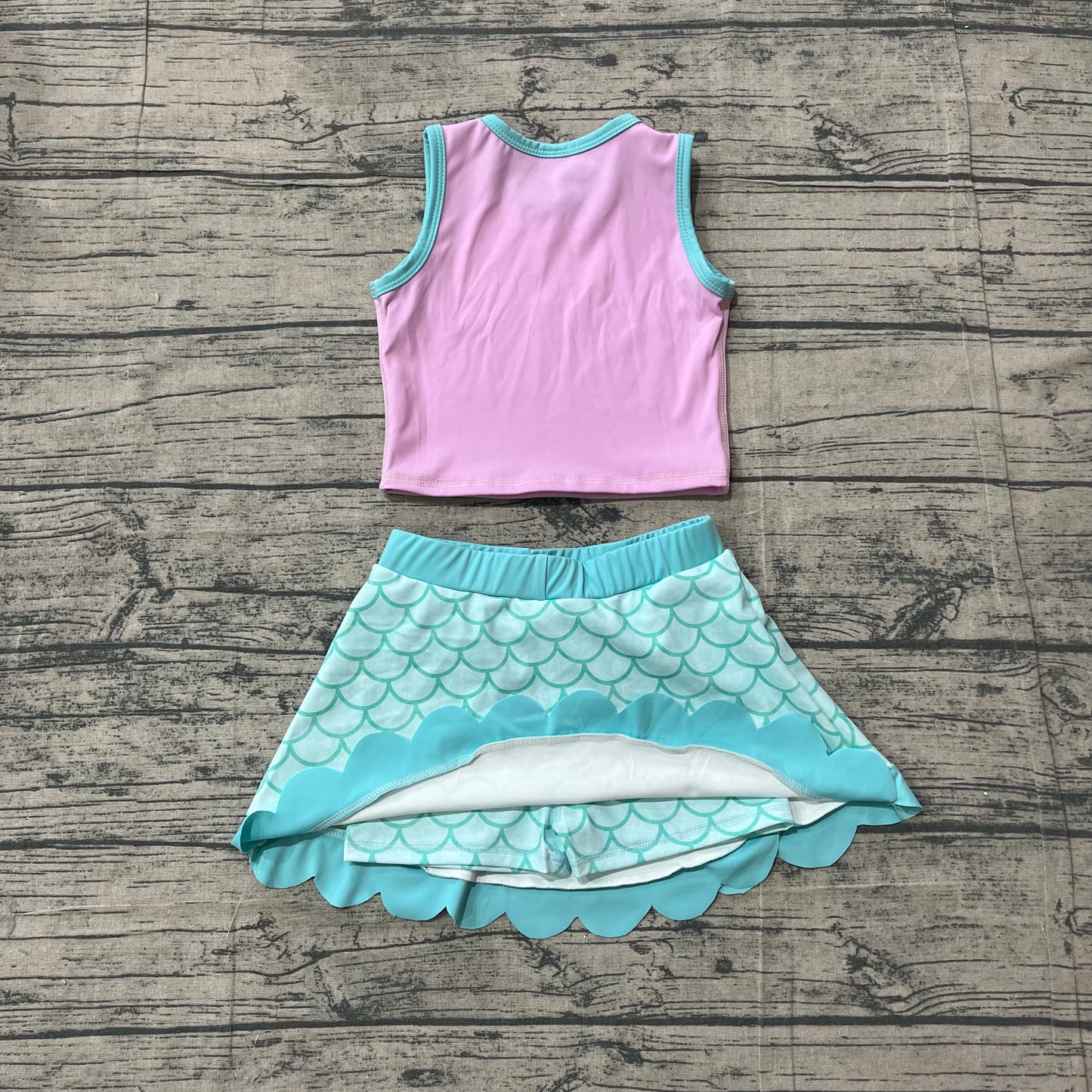 preorder Samples GSD4083 Yoga Cartoon Princess Pink Sleeveless Skorts Girls Set