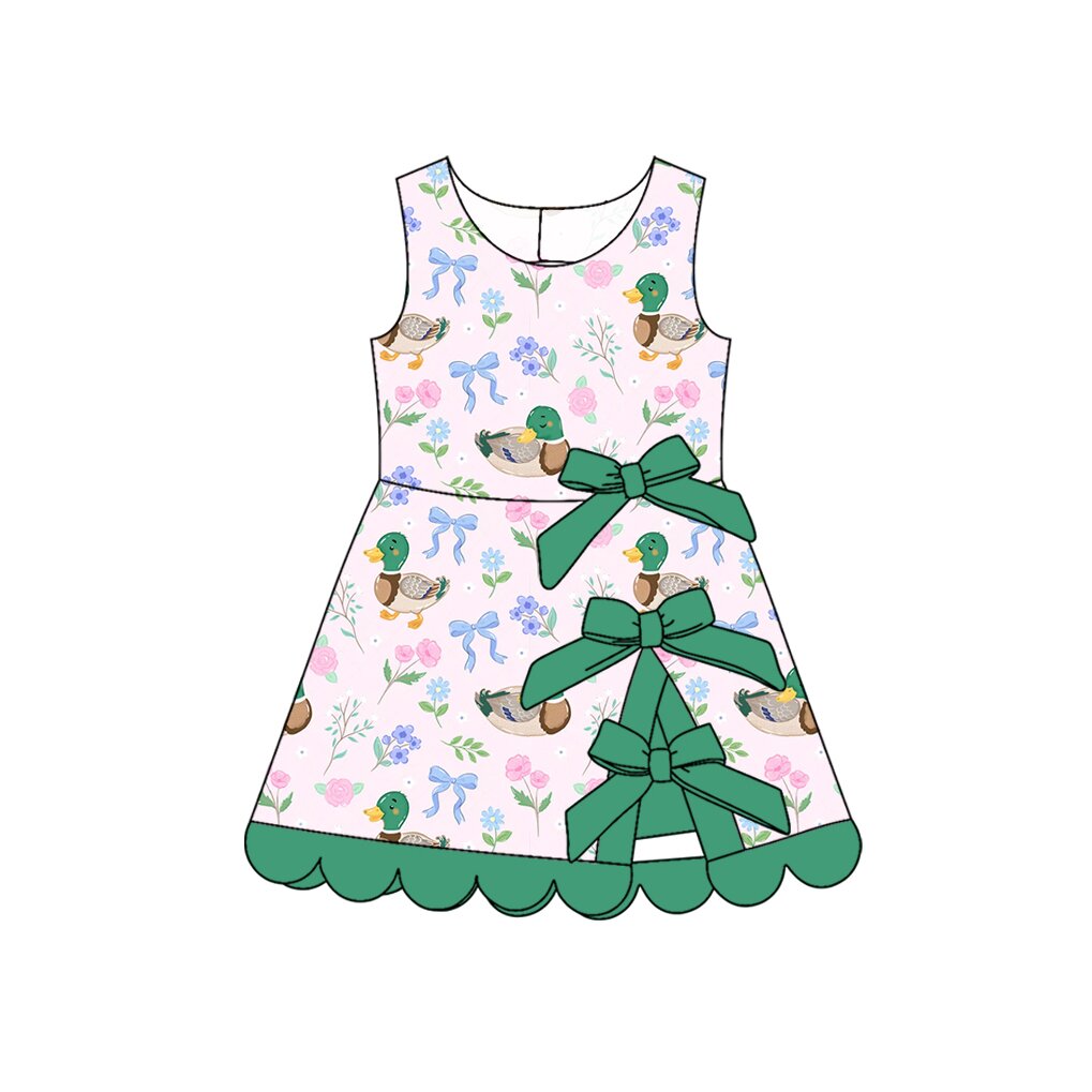 preorder GSD4076 Yoga Mallard Duck Bows Bows Sleeveless Skorts Girls Dress
