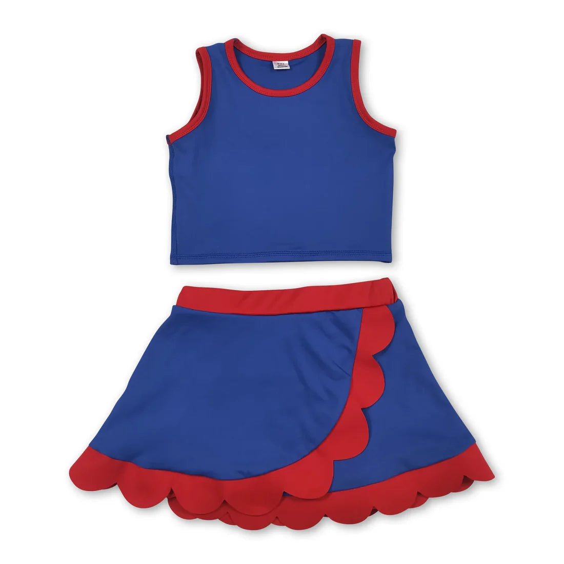 Solid Color Yoga Scallop Sleeveless Skorts Girls Set RTS Sibling Clothes