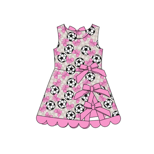 preorder GSD4101 Yoga Soccer Pink Bows Sleeveless Skorts Girls Dress