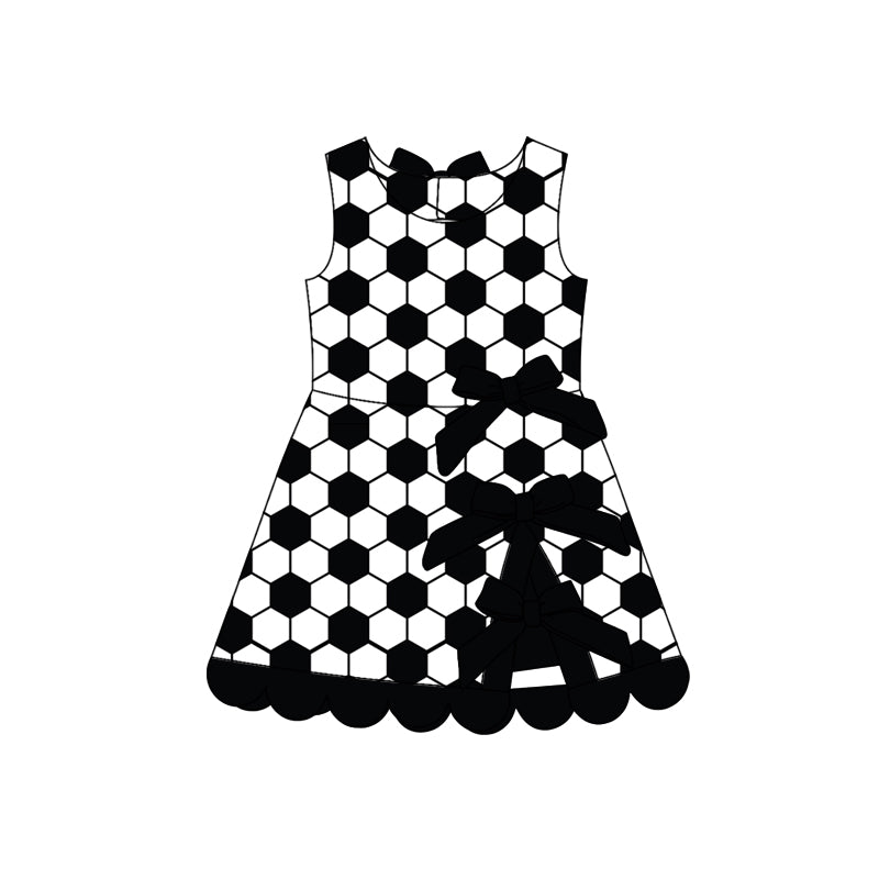 preorder GSD4102 Black Soccer Bows Sleeveless Skorts Girls Dress