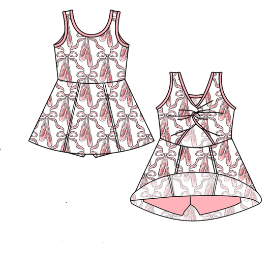 preorder GSD4113 Yoga Dance Shoe Pink Sleeveless Skort Girls Dress