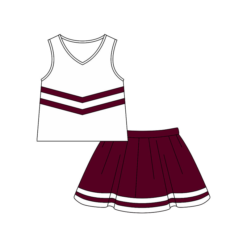 preorder GSD4114 Item Sleeveless Maroon Skorts Girls Set