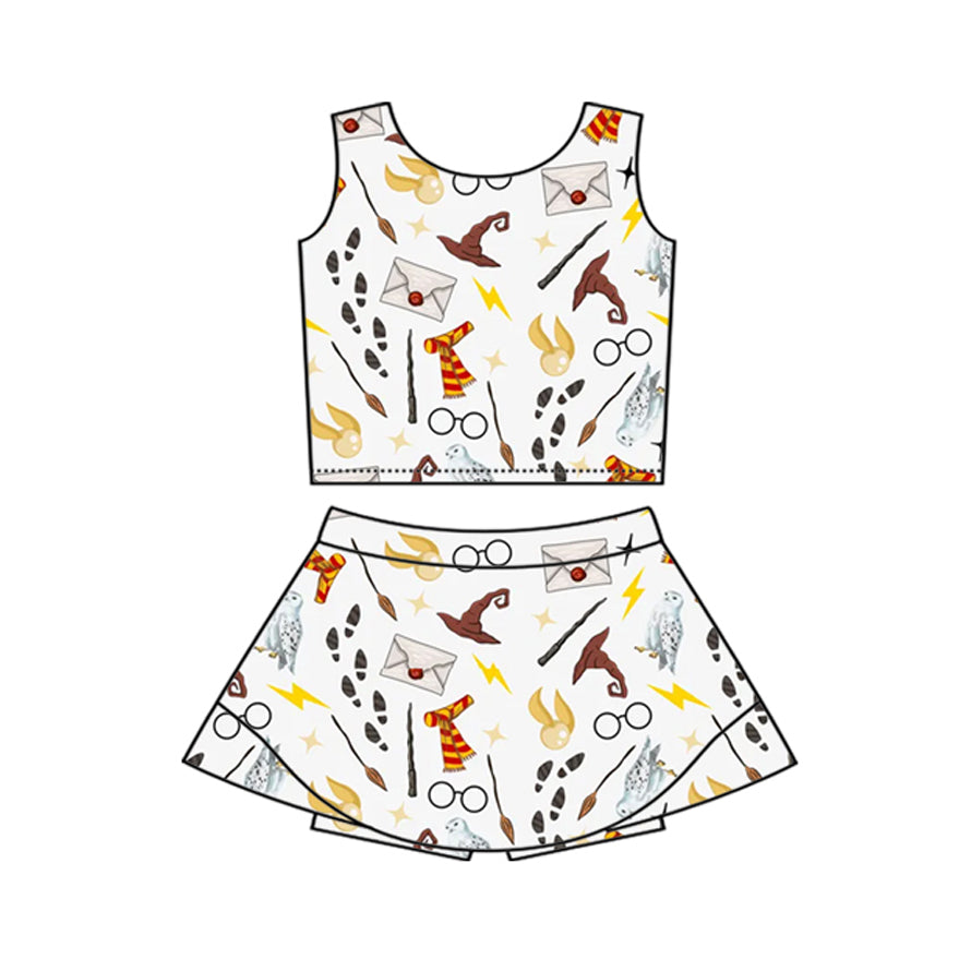 preorder GSD4118 Yoga Magic Owl Sleeveless Skort Girls Set