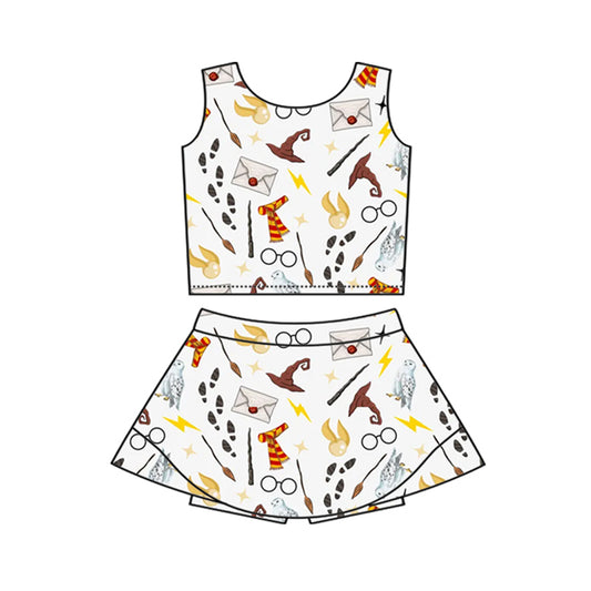 preorder GSD4118 Yoga Magic Owl Sleeveless Skort Girls Set