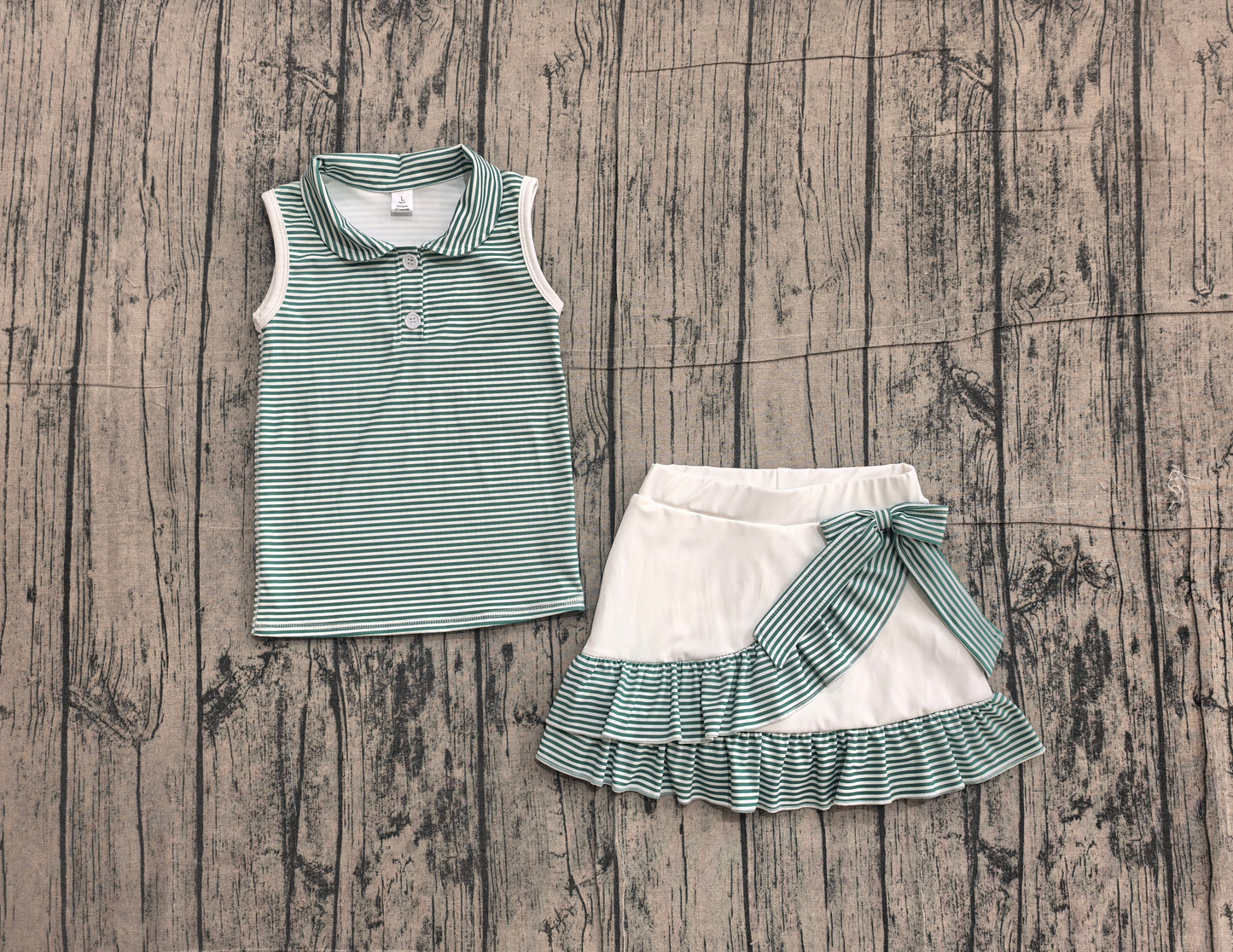 preorder Samples GSD3828 Green Sleeveless Skorts Girls Set