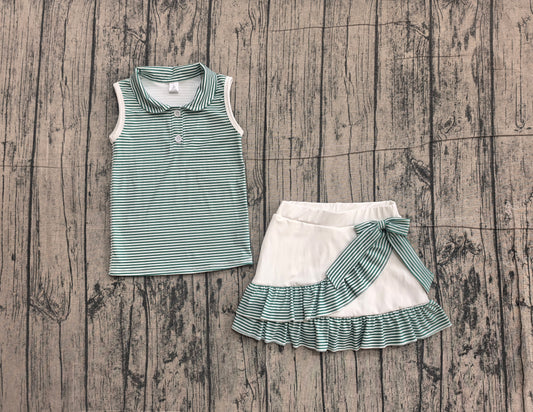 preorder Samples GSD3828 Green Sleeveless Skorts Girls Set