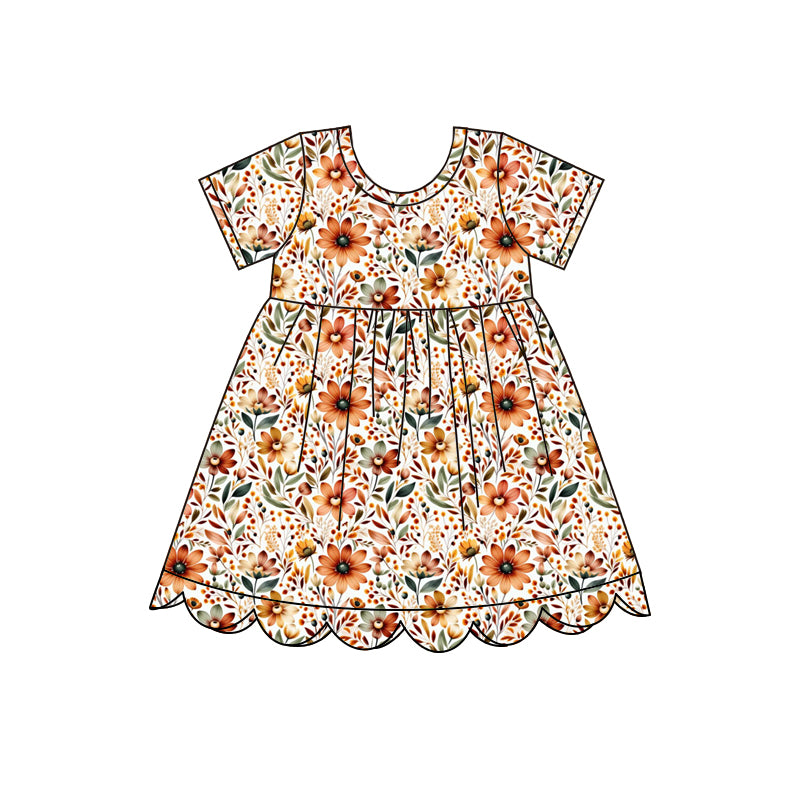 Preorder GSD4155 Flowers Short Sleeve Girls Dress