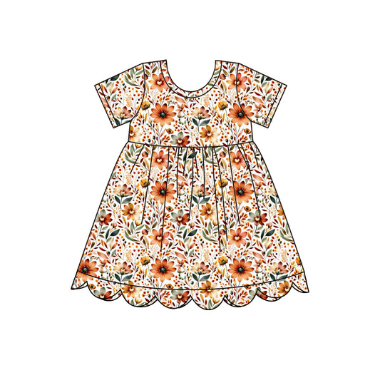 Preorder GSD4155 Flowers Short Sleeve Girls Dress