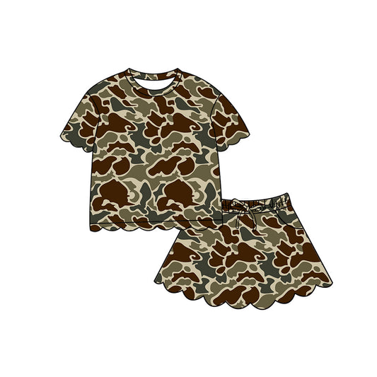 preorder GSD4164 Scallop Hunting Camo Short Sleeve Skorts Girls Set