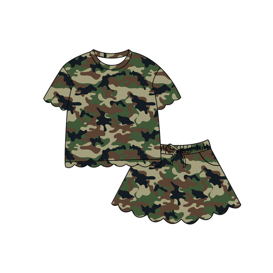 preorder GSD4171 Scallop Hunting Camo Short Sleeve Skorts Girls Set