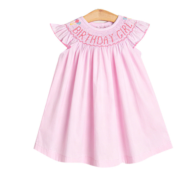 Preorder GSD4174 Birthday Girl Pink Flutter Sleeve Girls Dress