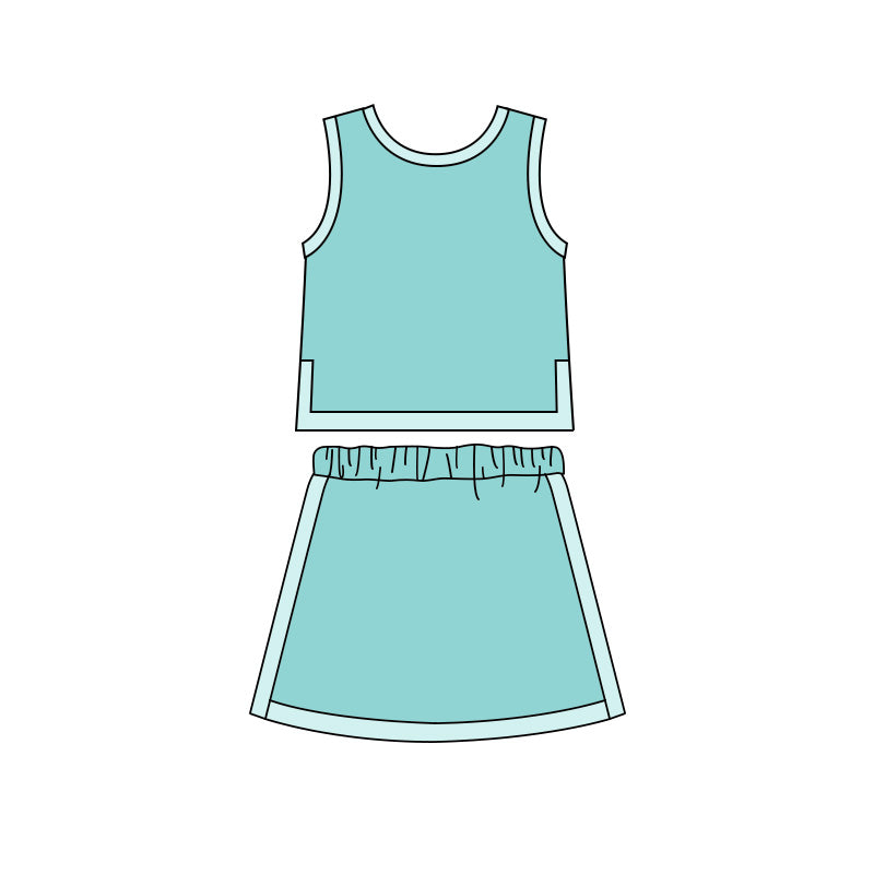 preorder GSD4183 Green Sleeveless Skorts Girls Set