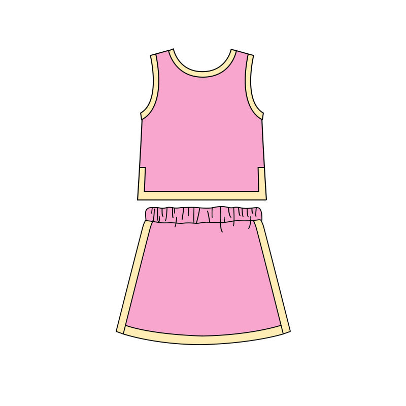 preorder GSD4187 Pink Sleeveless Skorts Girls Set
