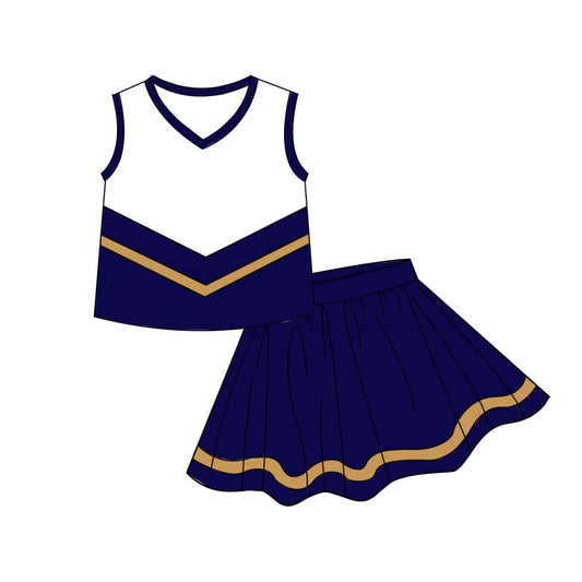 preorder GSD4189 Navy Blue Sleeveless Skorts Girls Set