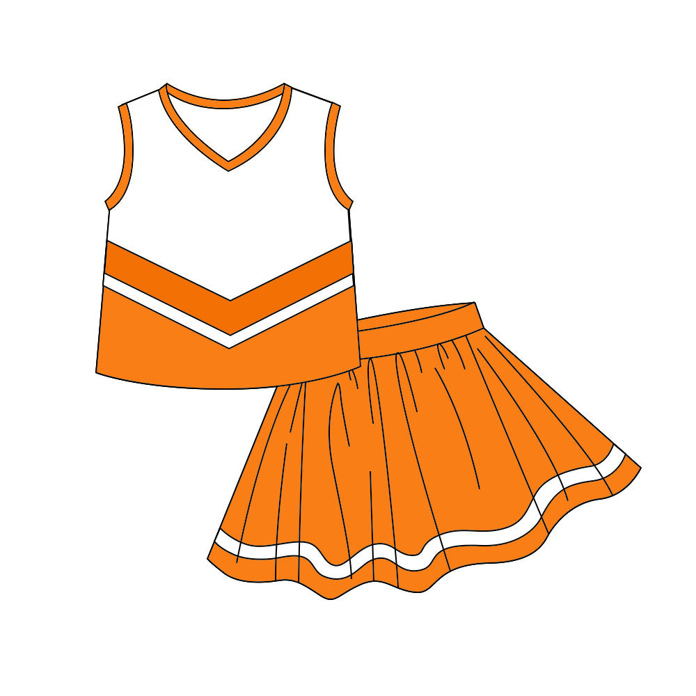 preorder GSD4199 Orange Sleeveless Skorts Girls Set