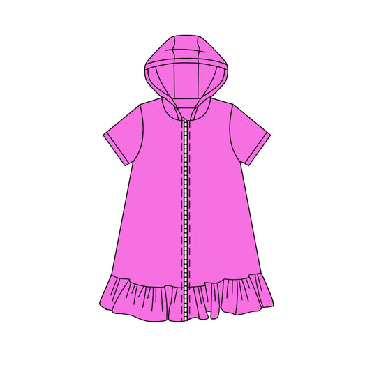 preorder GSD4212 Hot Pink Hoodie Short Sleeve Girls Coat