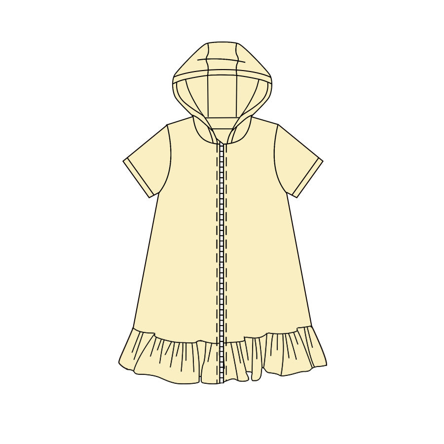 preorder GSD4213 Yellow Hoodie Short Sleeve Girls Coat