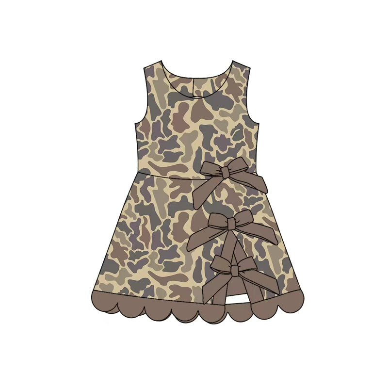 preorder GSD4227 Yoga Camo Bows Skorts Sleeveless Girls Set