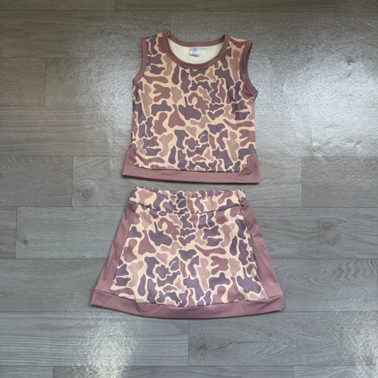 preorder Samples GSD4231 Yoga Camo Sleeveless Bows Skorts Girls Set