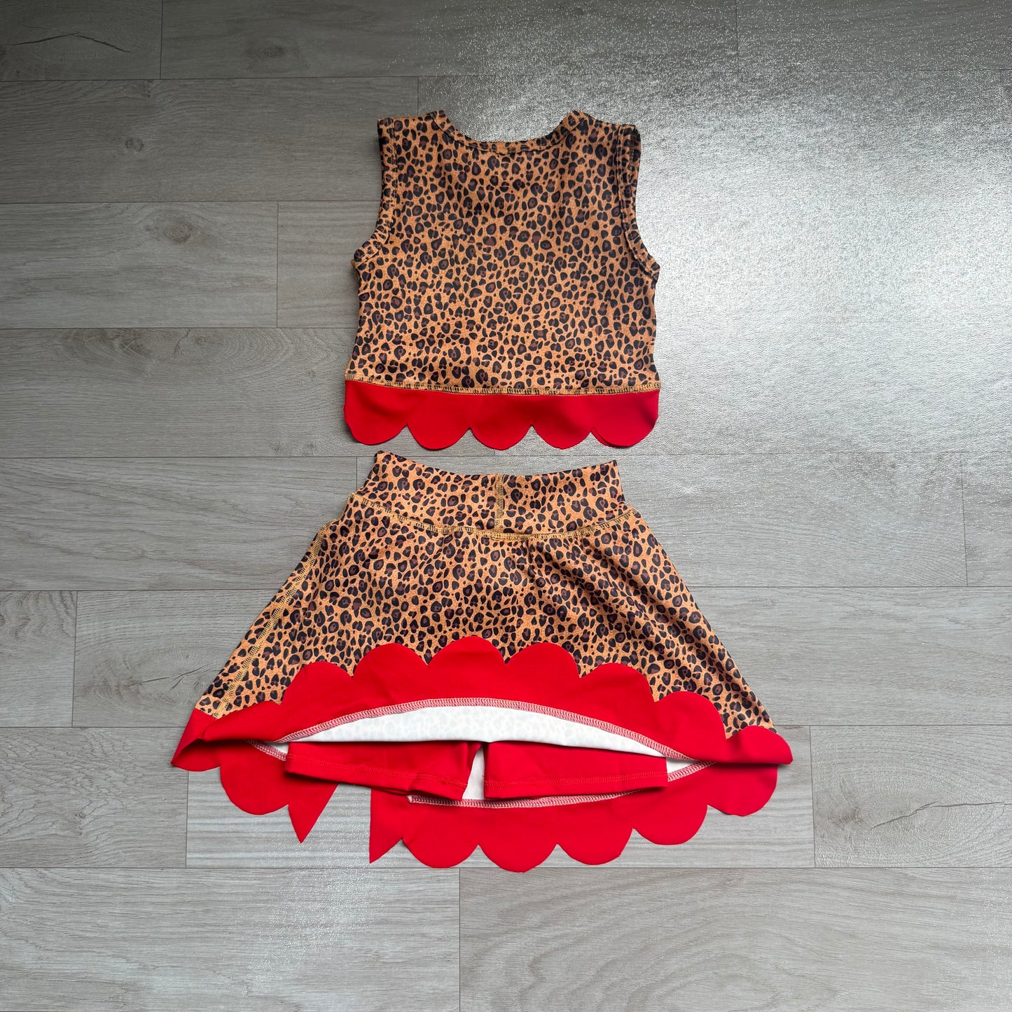 preorder Samples GSD4234 Yoga Leopard Sleeveless Bows Skorts Girls Set