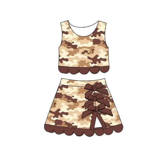 preorder GSD4237 Yoga Camo Sleeveless Bows Skorts Girls Set