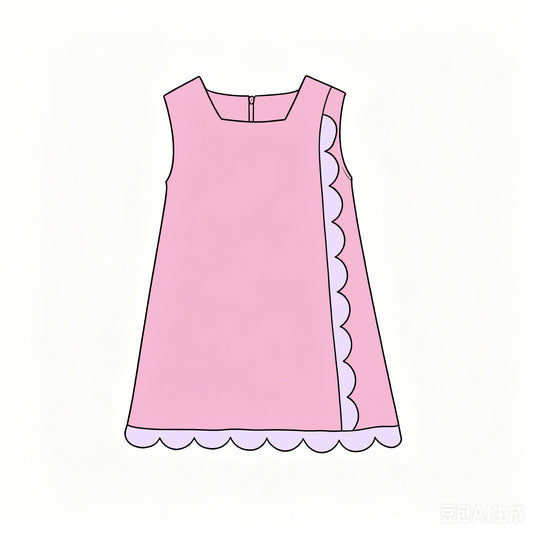 preorder GSD4239 Yoga Pink Scallop Sleeveless Girls Dress