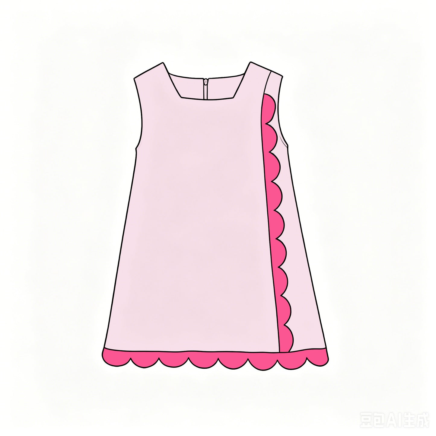 preorder GSD4240 Yoga Pink Scallop Sleeveless Girls Dress