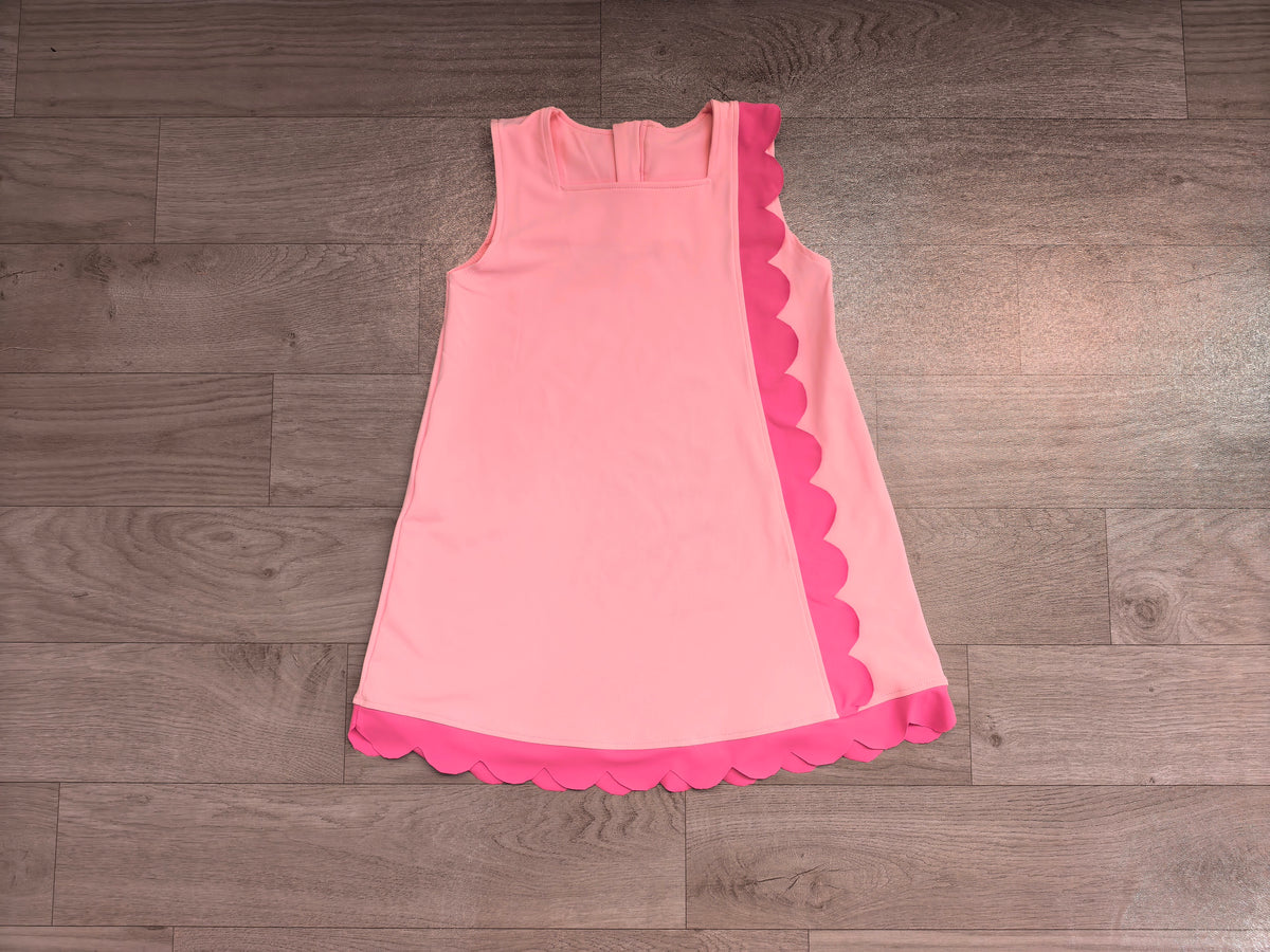preorder Samples GSD4240 Yoga Pink Scallop Sleeveless Girls Dress