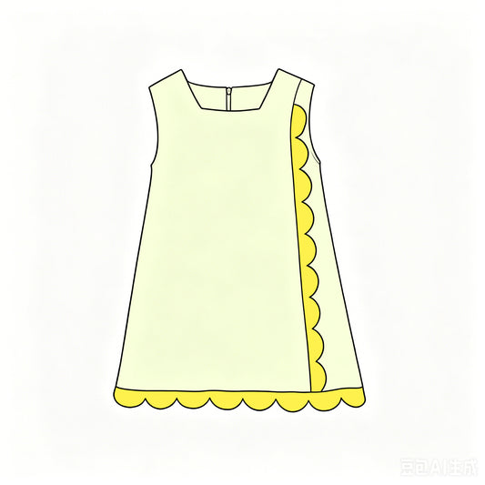 preorder GSD4242 Yoga Yellow Scallop Sleeveless Girls Dress