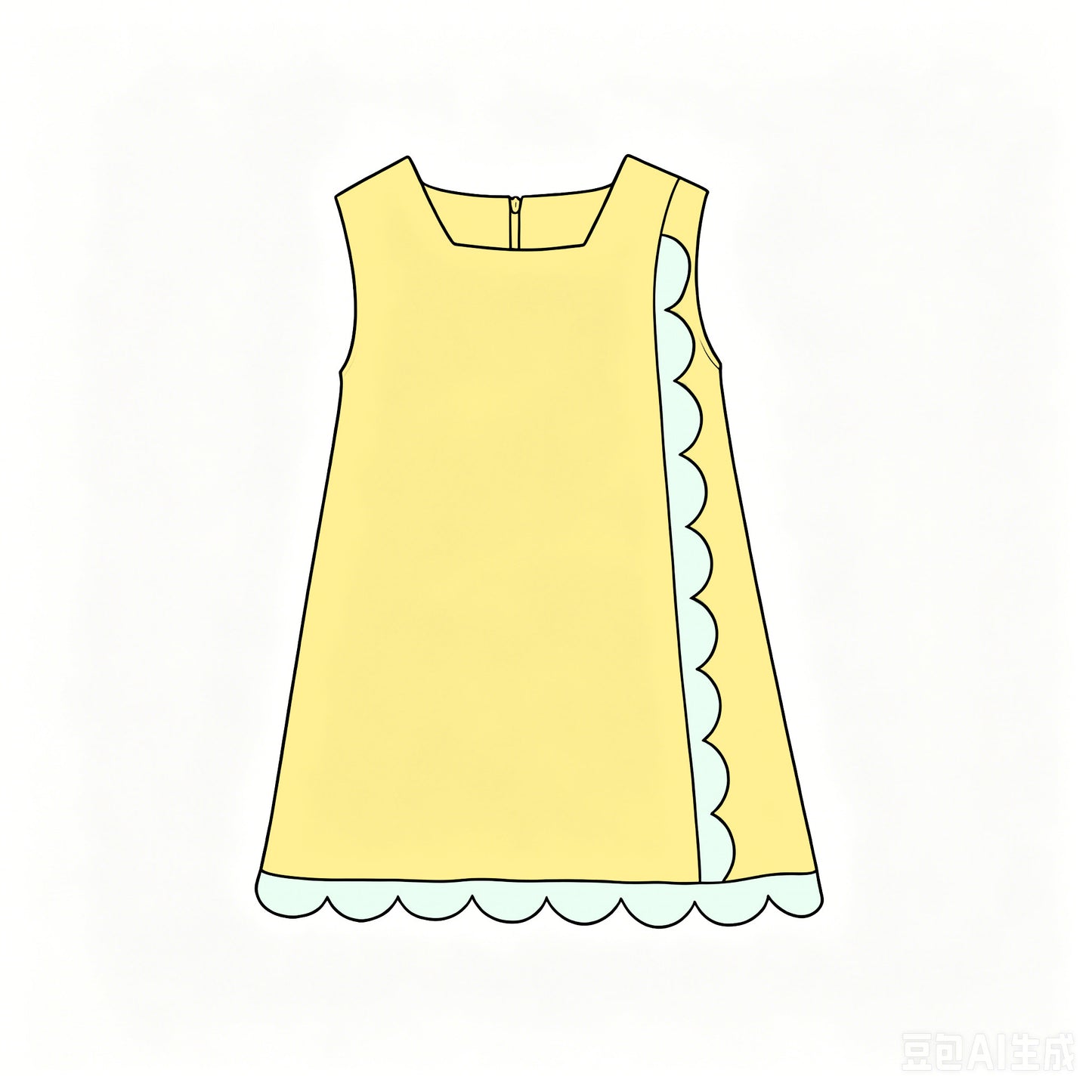 preorder GSD4243 Yoga Yellow Scallop Sleeveless Girls Dress