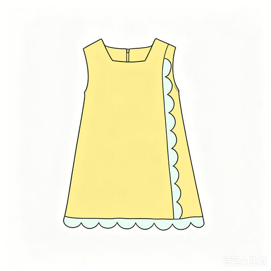 preorder GSD4243 Yoga Yellow Scallop Sleeveless Girls Dress