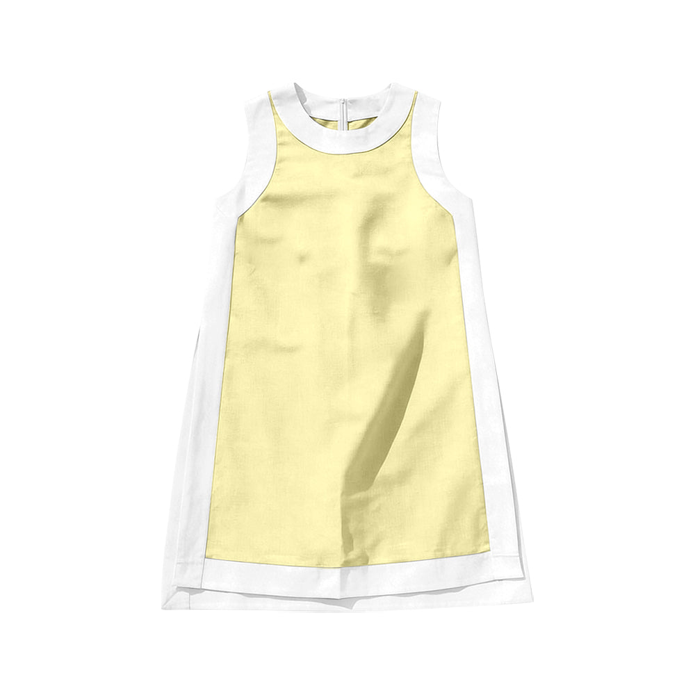 preorder GSD4254 Yoga Yellow White Sleeveless Girls Dress