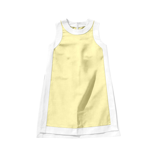 preorder GSD4254 Yoga Yellow White Sleeveless Girls Dress