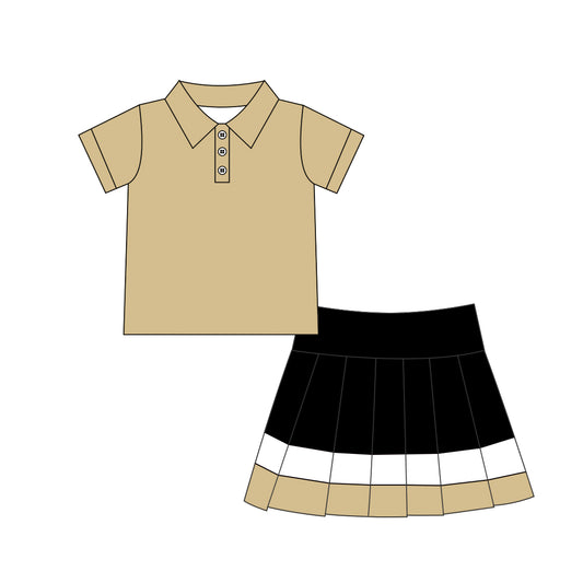 preorder GSD4260 Yoga Golden Short Sleeve Black Skirt Girls Set