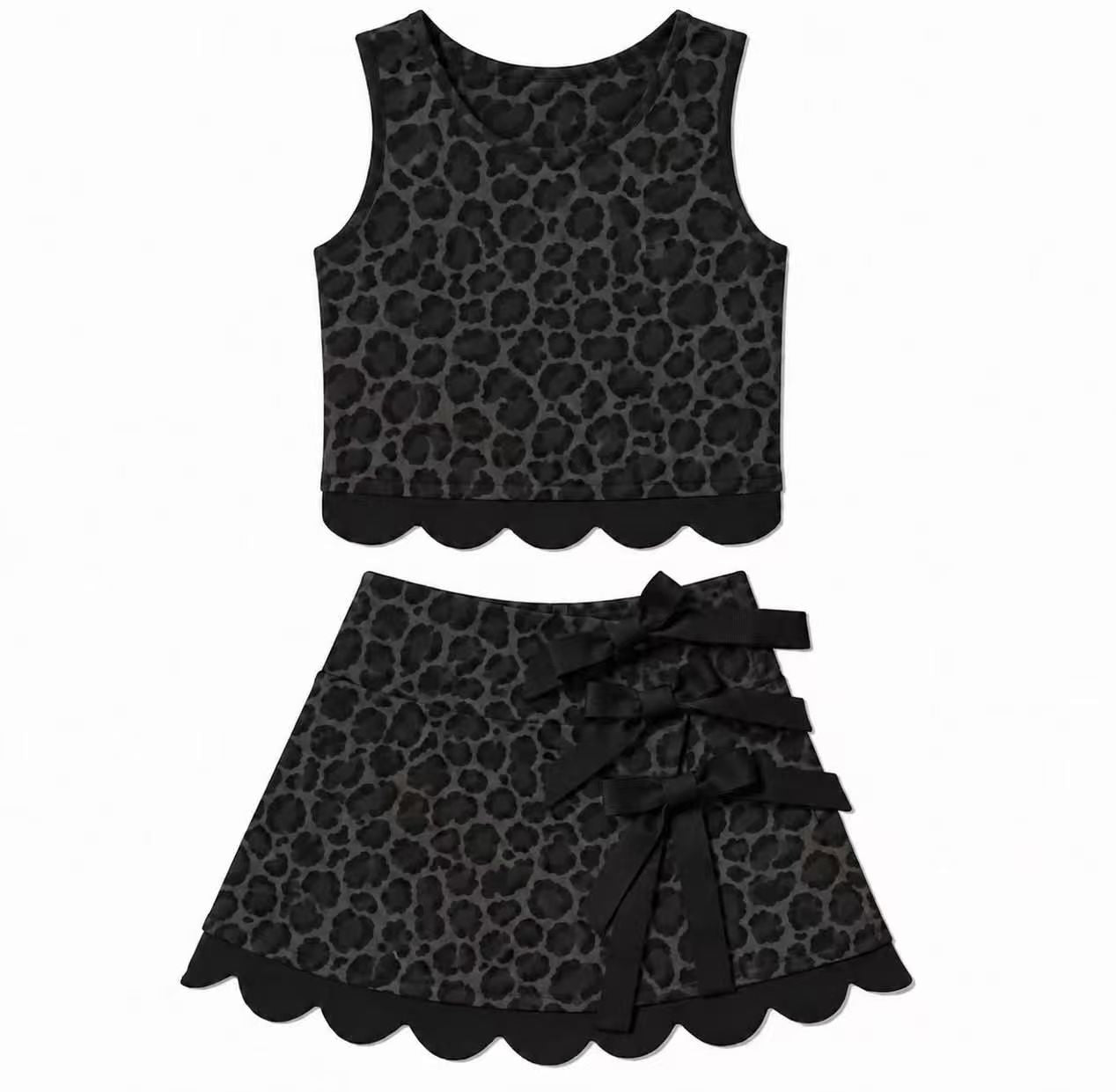 preorder GSD4268 Yoga Scallop Black Sleeveelss Shorts Girls Set