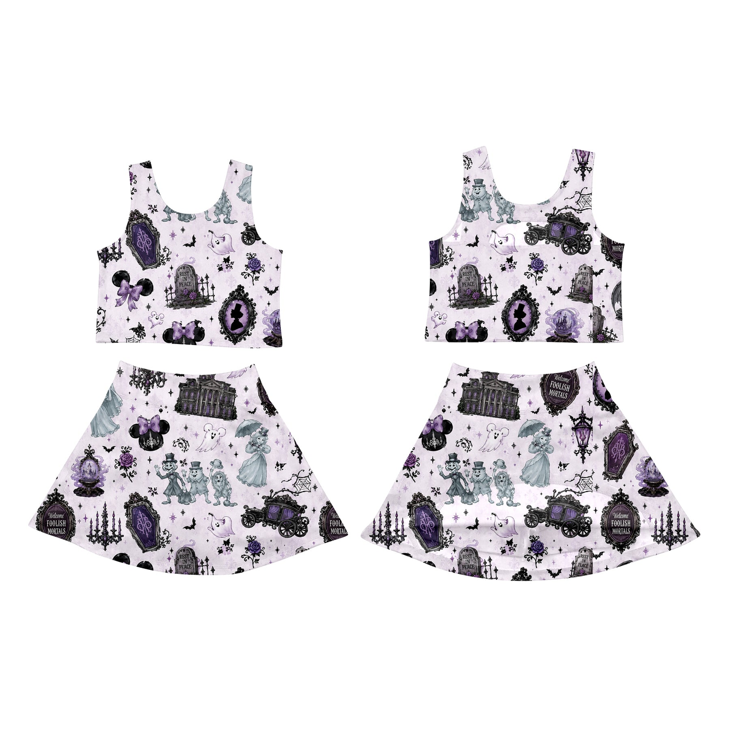 preorder GSD4289 Halloween Purple Sleeveless Skorts Girls Set