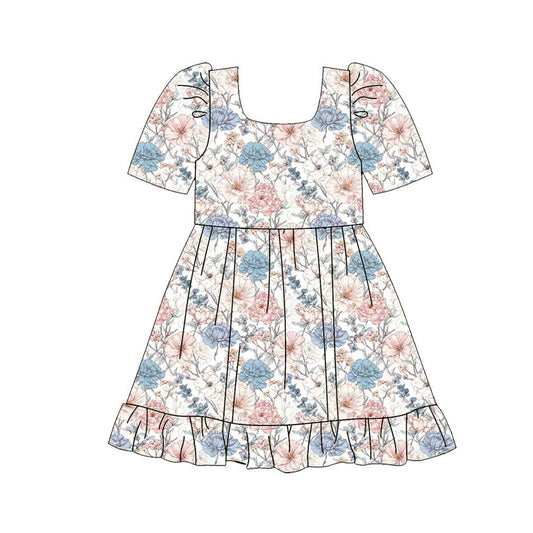 preorder GSD4295 Flowers Short Sleeve Girls Dress