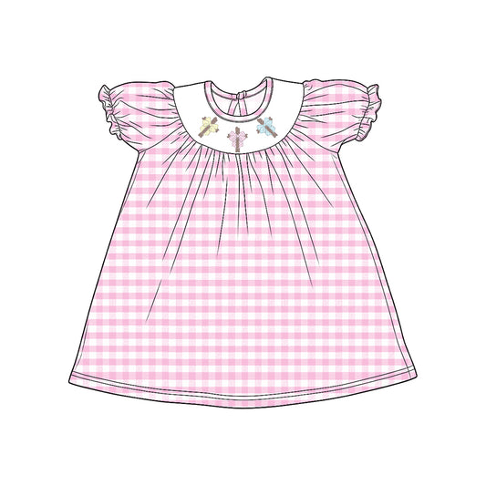 preorder GSD4306 Easter Cross Pink Short Sleeve Girls Dress