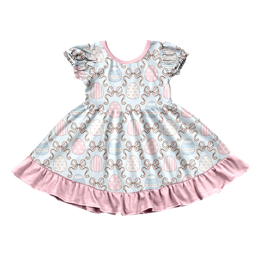 preorder GSD4320 Easter Egg Bows Short Sleeve Girls Dress
